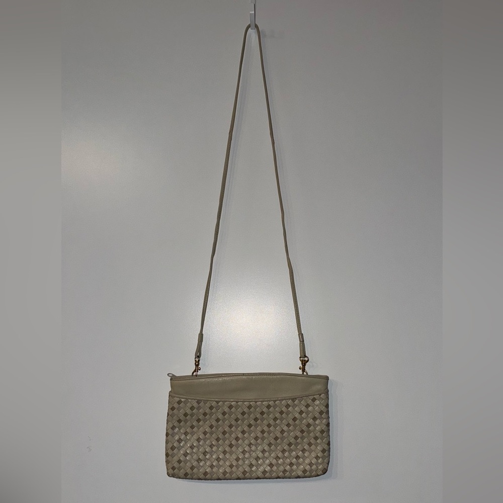 Vintage Ganson Woven Ivory Leather Crossbody - Picture 2 of 8